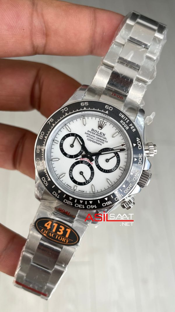 Rolex Daytona Panda 126500LN Beyaz Kadran 40mm 4131 Super Clone Swiss ETA Saat QF Factory Rolex Daytona Panda 126500LN Beyaz Kadran 40mm 4131 Super Clone Swiss ETA Saat QF Factory