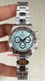Rolex Daytona Platinum 126506 Ice Blue Baguette Dial 40mm 4131 Super Clone Swiss ETA Saat QF Factory