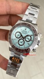 Rolex Daytona Platinum 126506 Ice Blue Baguette Dial 40mm 4131 Super Clone Swiss ETA Saat QF Factory