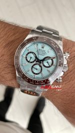 Rolex Daytona Platinum 126506 Ice Blue Baguette Dial 40mm 4131 Super Clone Swiss ETA Saat QF Factory