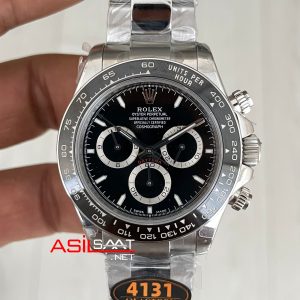 Rolex Daytona Siyah 126500LN Black Dial 40mm 4131 Super Clone Swiss ETA Saat QF Factory