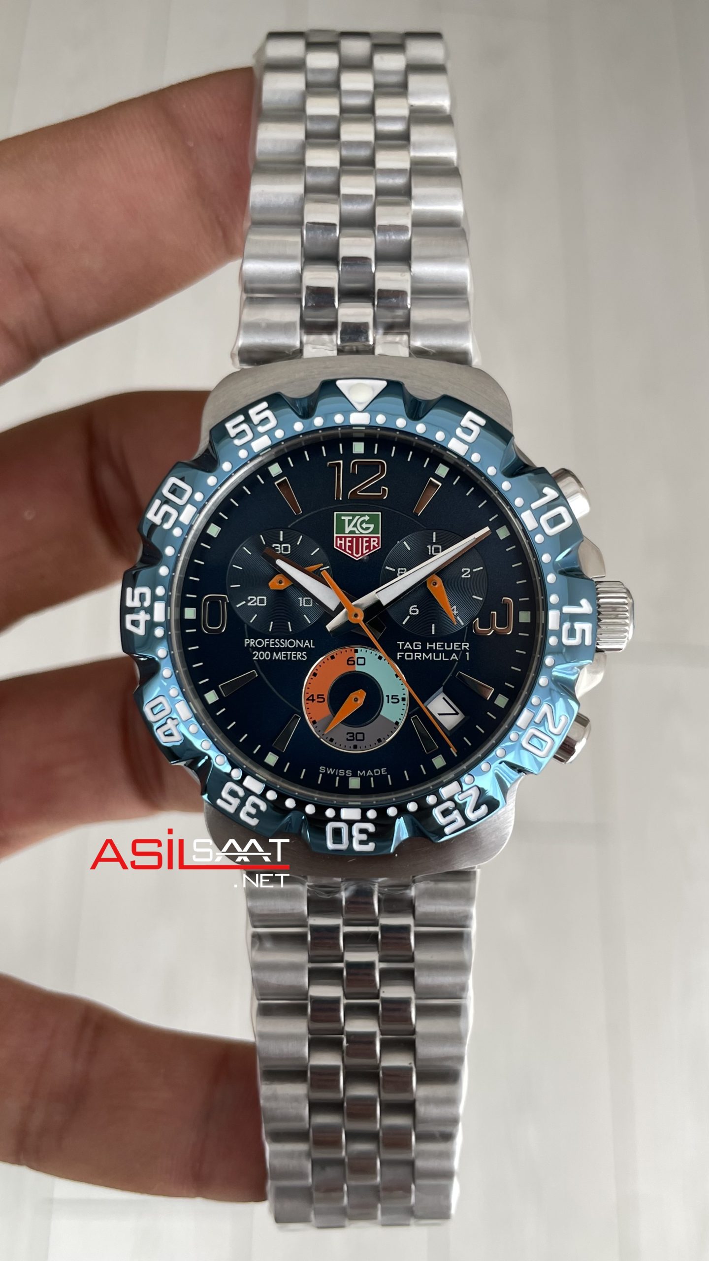TAG Heuer Formula 1 Mavi Kadran 43mm Silver Replika Saat TAG Heuer Formula 1 Mavi Kadran 43mm Silver Replika Saat