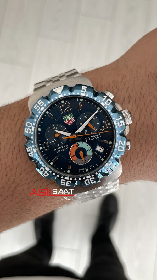 TAG Heuer Formula 1 Mavi Kadran 43mm Silver Replika Saat TAG Heuer Formula 1 Mavi Kadran 43mm Silver Replika Saat