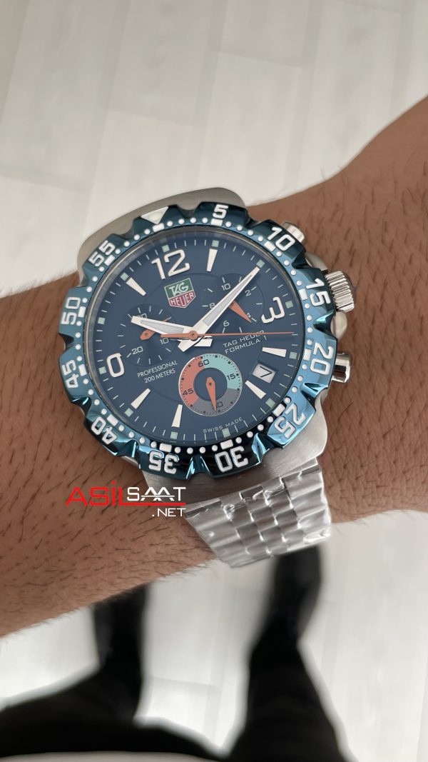 TAG Heuer Formula 1 Mavi Kadran 43mm Silver Replika Saat TAG Heuer Formula 1 Mavi Kadran 43mm Silver Replika Saat