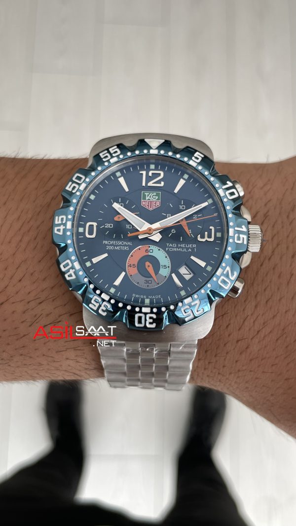 TAG Heuer Formula 1 Mavi Kadran 43mm Silver Replika Saat TAG Heuer Formula 1 Mavi Kadran 43mm Silver Replika Saat