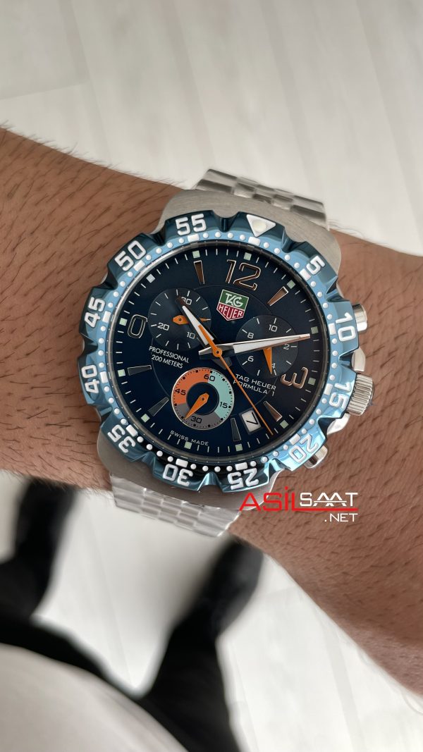 TAG Heuer Formula 1 Mavi Kadran 43mm Silver Replika Saat TAG Heuer Formula 1 Mavi Kadran 43mm Silver Replika Saat