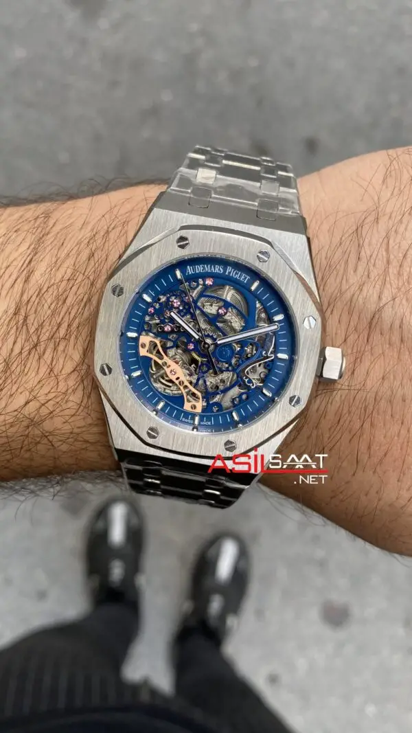 Audemars Piguet Royal Oak Skeleton 41 mm Mavi Kadran Replika Saat