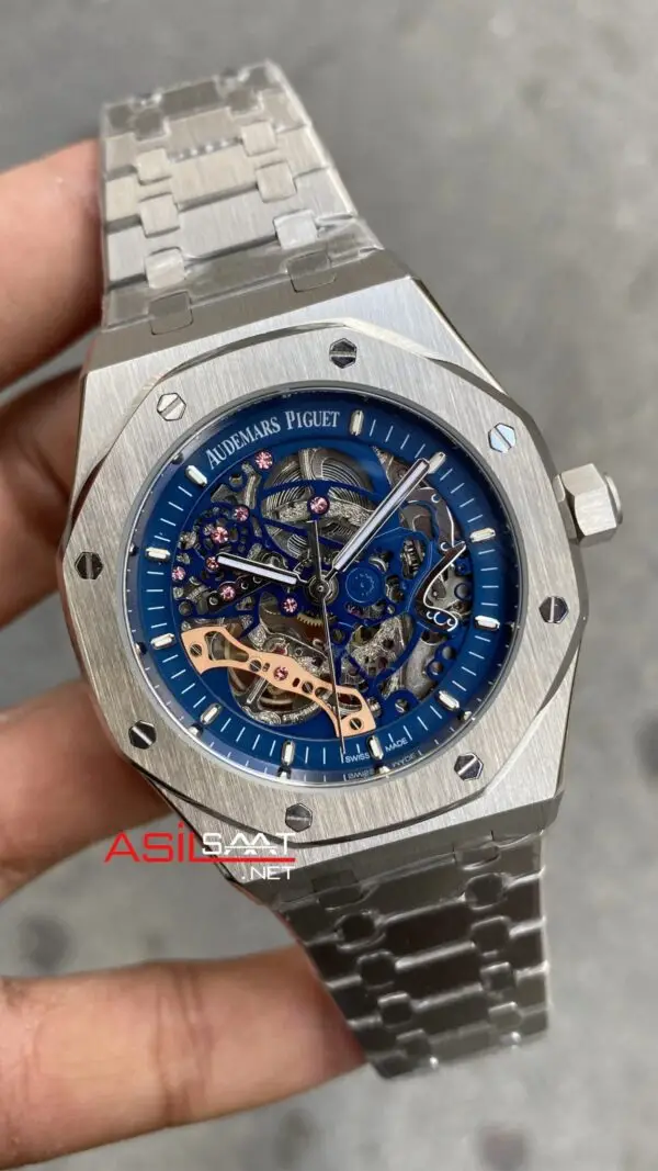 Audemars Piguet Royal Oak Skeleton 41 mm Mavi Kadran Replika Saat