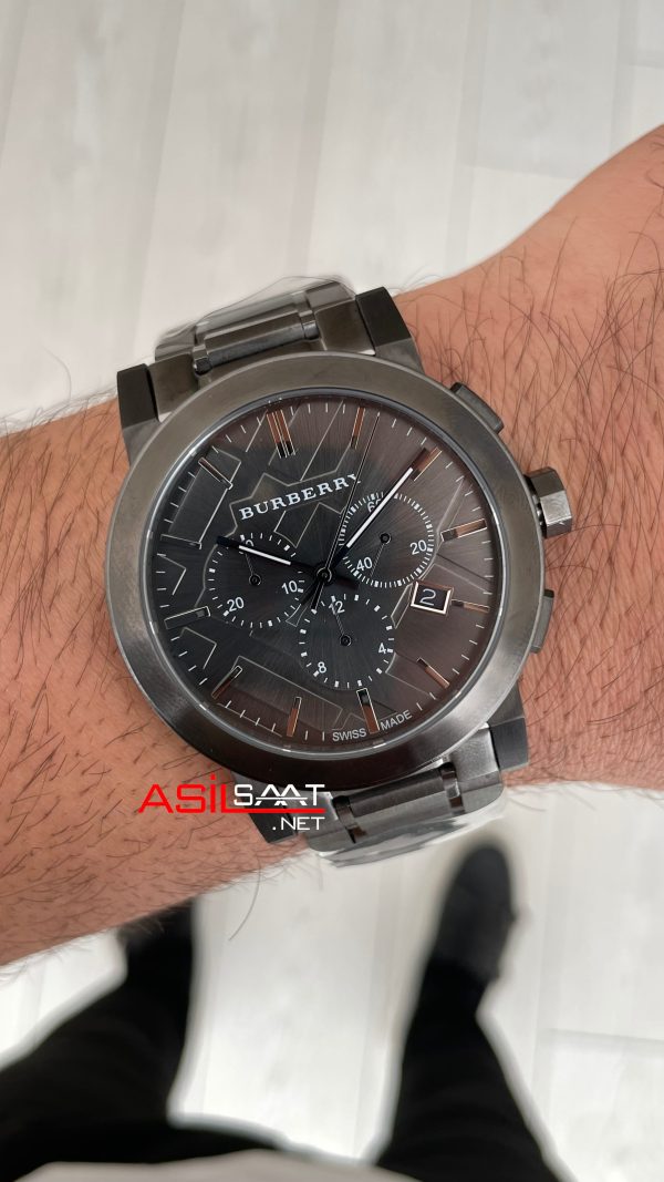Burberry BU9351 The City Gunmetal Chronograph Gri 42mm Replika Saat Burberry BU9351 The City Gunmetal Chronograph Gri 42mm Replika Saat