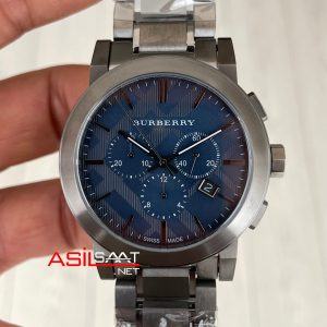 Burberry BU9365 The City Gunmetal Chronograph Mavi 42mm Replika Saat