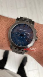 Burberry BU9365 The City Gunmetal Chronograph Mavi 42mm Replika Saat