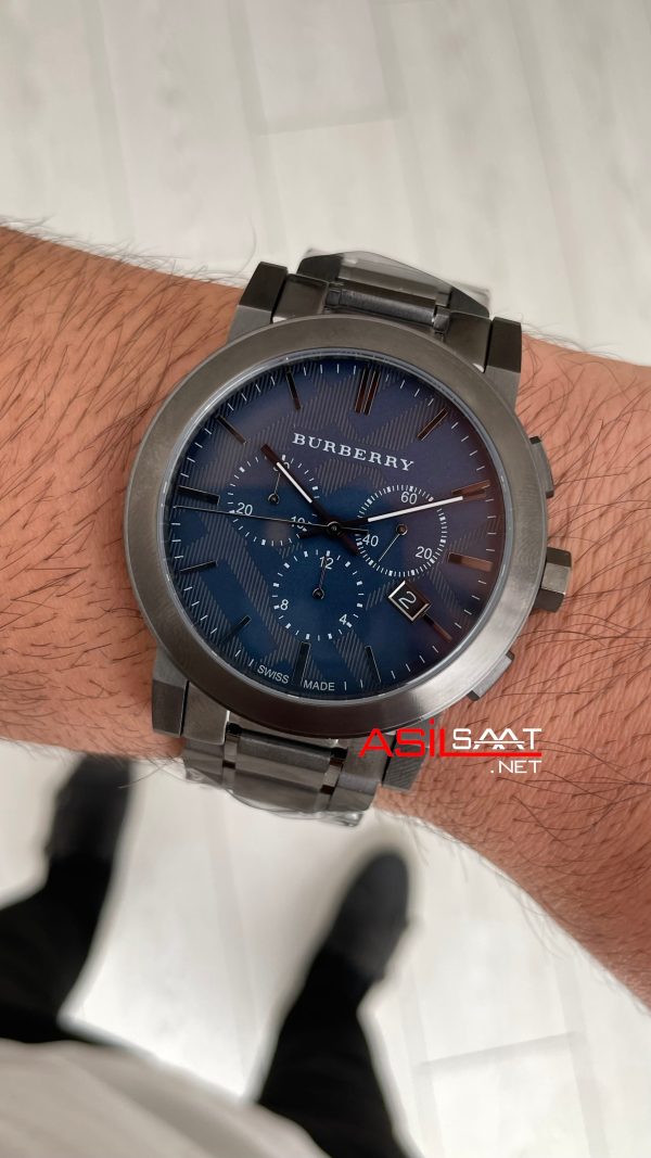 Burberry BU9365 The City Gunmetal Chronograph Mavi 42mm Replika Saat Burberry BU9365 The City Gunmetal Chronograph Mavi 42mm Replika Saat