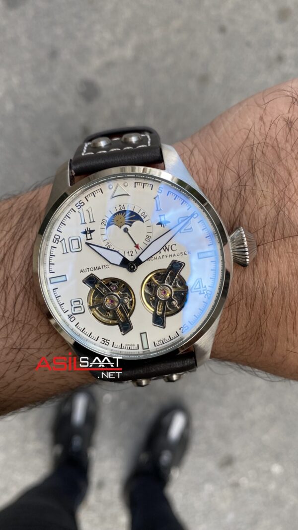 Iwc Big Pilot Tourbillon Double 44 mm Silver Replika Saat