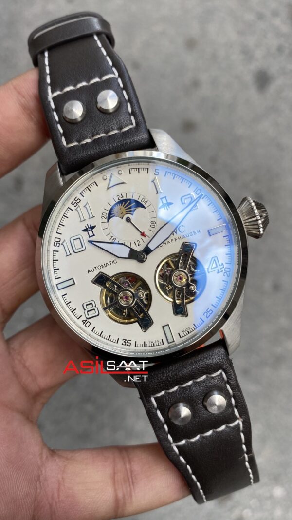 Iwc Big Pilot Tourbillon Double 44 mm Silver Replika Saat