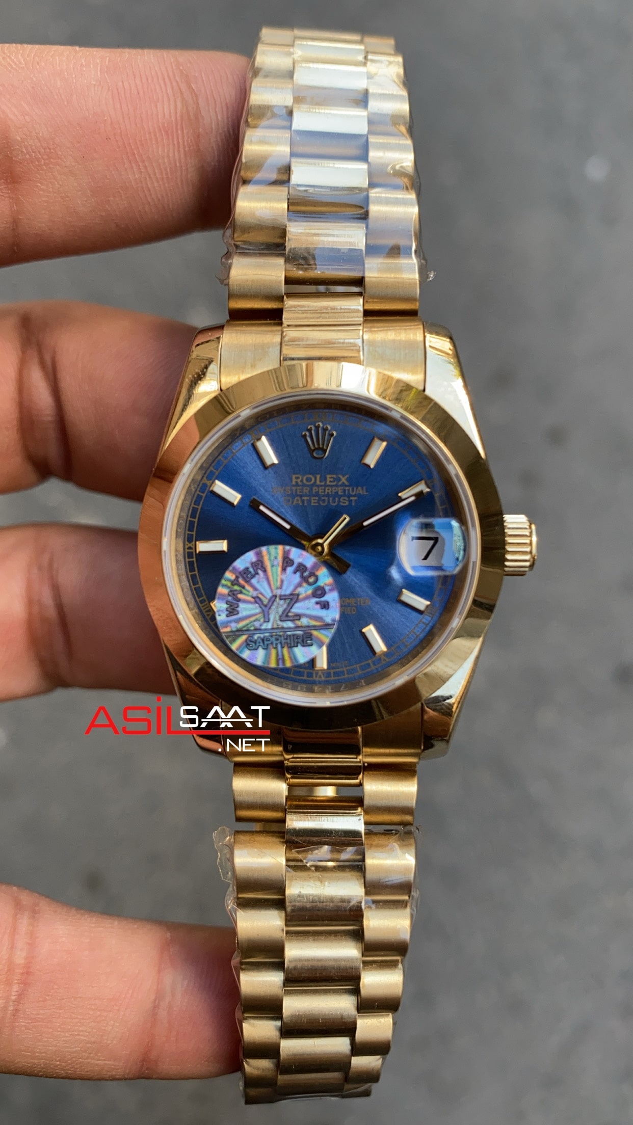 Rolex Datejust 31 mm Gold Mavi Kadın Saati 178248 President Blue İndex Dial Lady Replika Saat Rolex Datejust 31 mm Gold Mavi Kadın Saati 178248 President Blue İndex Dial Lady Replika Saat