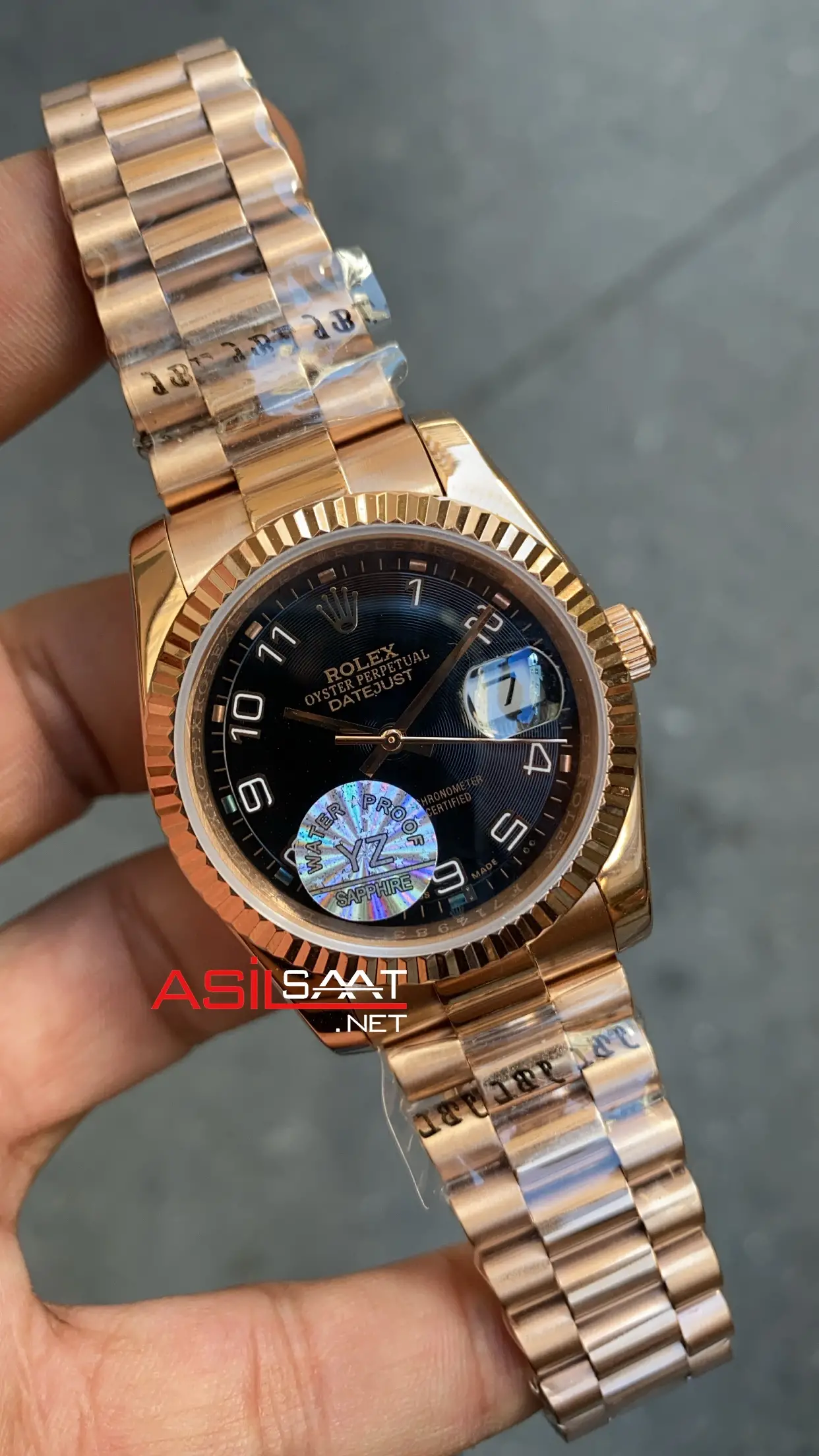 Rolex rose gold black dial on sale