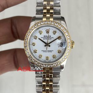 Rolex Datejust Beyaz Taşlı 278273 Jubilee 31mm White Diamond Lady Two Tone Gold Kadın Saati