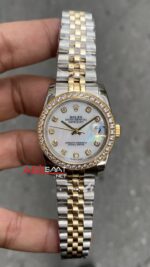 Rolex Datejust Mother of Pearl Jubilee 178273 White Dial Diamond and Bezel Lady 31 mm Two Tone Replika Saat