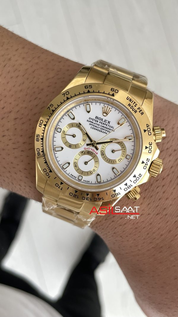 Rolex Daytona Cosmograph 126508 Gold Beyaz 40mm Replika Saat Rolex Daytona Cosmograph 126508 Gold Beyaz 40mm Replika Saat