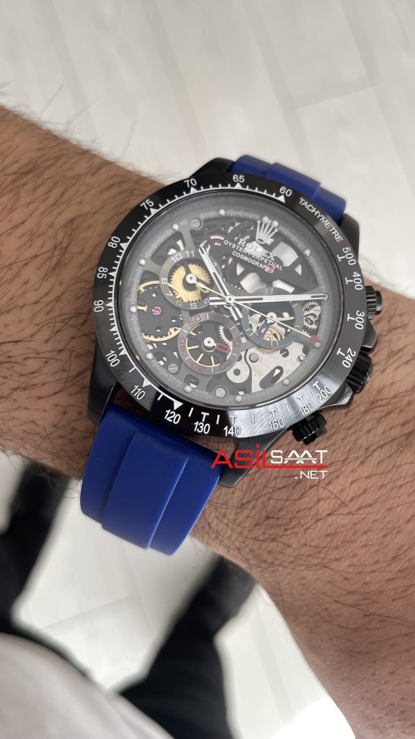 Rolex Daytona Juan Pablo Montoya Oysterflex PVD Mavi 42mm Replika Saat