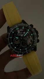 Rolex Daytona Juan Pablo Montoya Oysterflex PVD Sarı 42mm Replika Saat