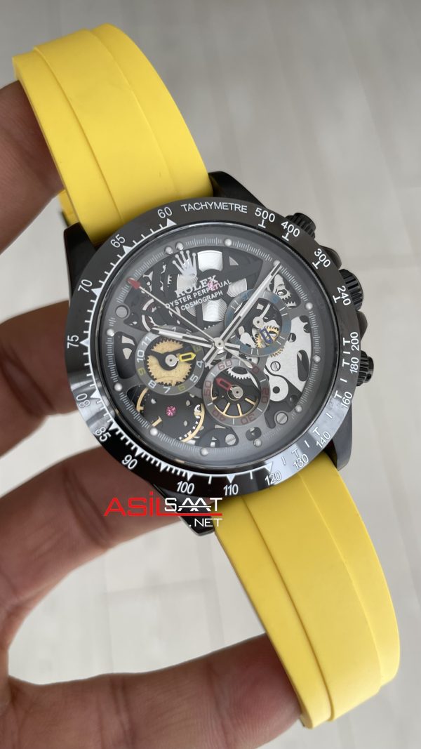 Rolex Daytona Juan Pablo Montoya Oysterflex PVD Sarı 42mm Replika Saat