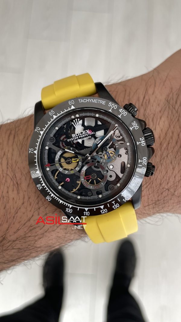 Rolex Daytona Juan Pablo Montoya Oysterflex PVD Sarı 42mm Replika Saat