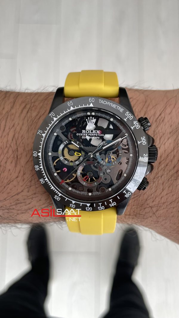 Rolex Daytona Juan Pablo Montoya Oysterflex PVD Sarı 42mm Replika Saat