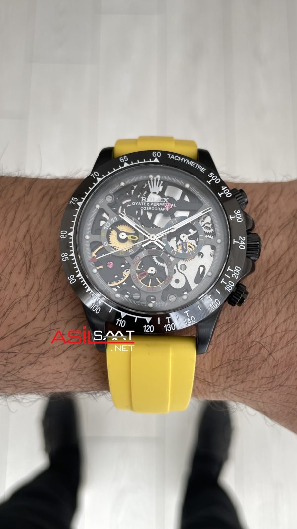 Rolex Daytona Juan Pablo Montoya Oysterflex PVD Sarı 42mm Replika Saat