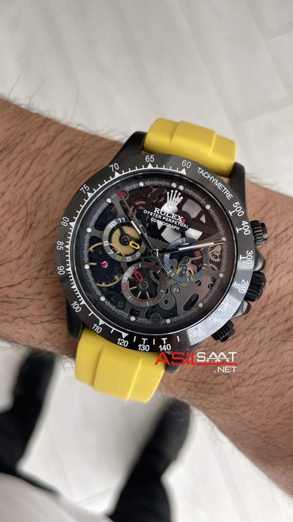 Rolex Daytona Juan Pablo Montoya Oysterflex PVD Sarı 42mm Replika Saat
