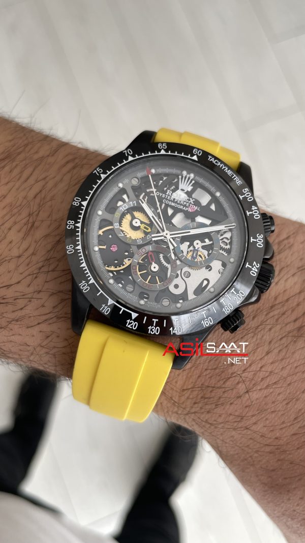 Rolex Daytona Juan Pablo Montoya Oysterflex PVD Sarı 42mm Replika Saat