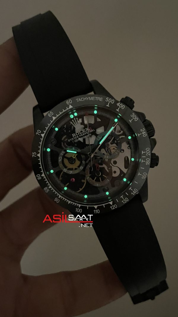 Rolex Daytona Juan Pablo Montoya Oysterflex PVD Siyah 42mm Replika Saat