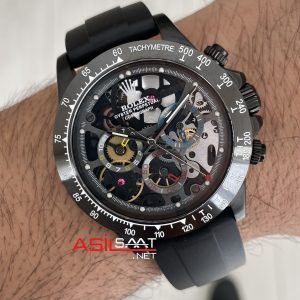 Rolex Daytona Juan Pablo Montoya Oysterflex PVD Siyah 42mm Replika Saat