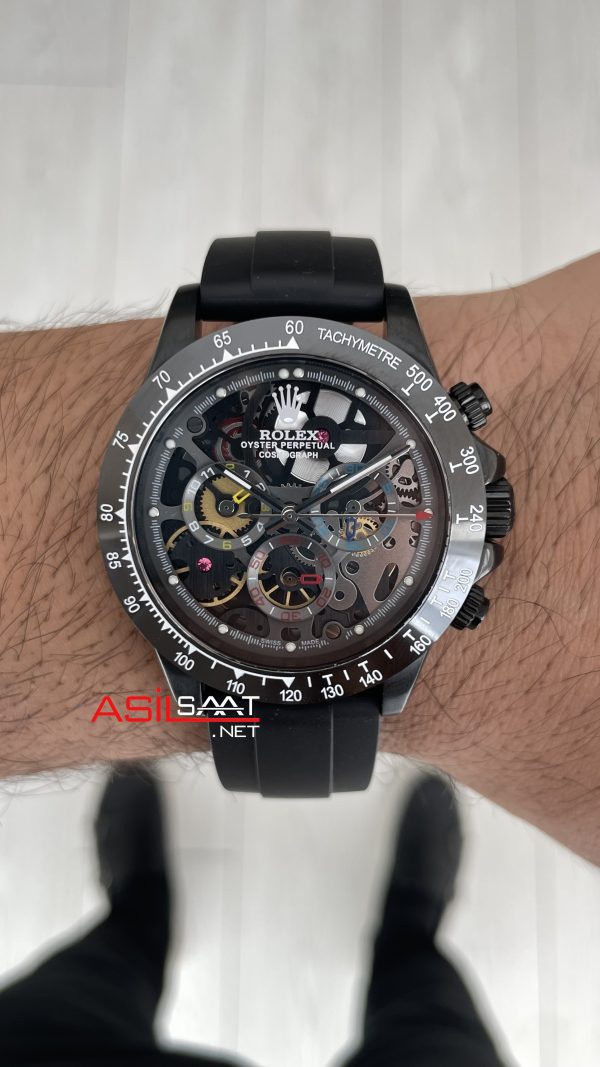 Rolex Daytona Juan Pablo Montoya Oysterflex PVD Siyah 42mm Replika Saat