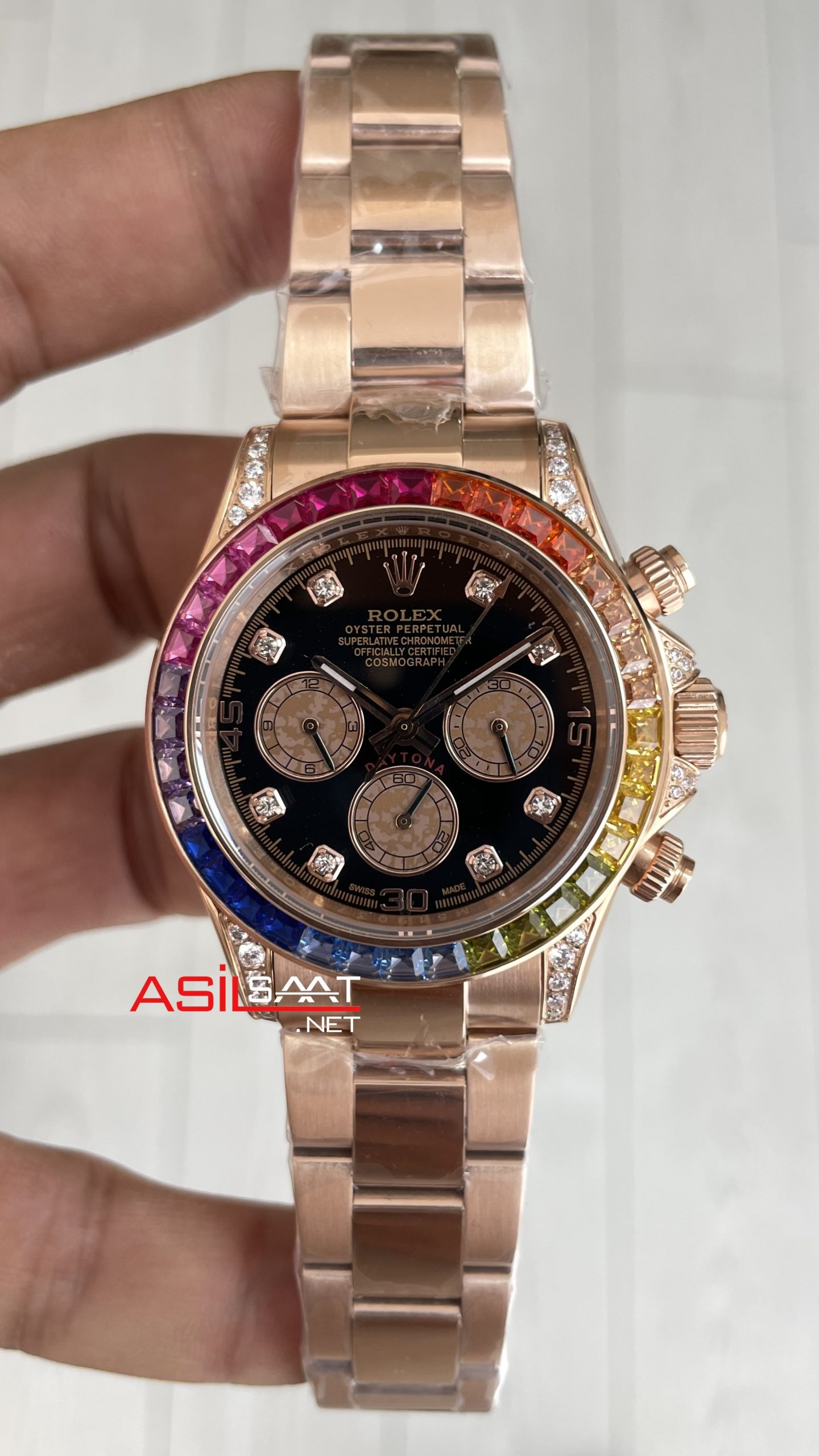 Rolex Daytona Rainbow 116595RBOW Rose 40mm Replika Saat Rolex Daytona Rainbow 116595RBOW Rose 40mm Replika Saat