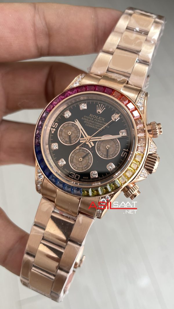 Rolex Daytona Rainbow 116595RBOW Rose 40mm Replika Saat Rolex Daytona Rainbow 116595RBOW Rose 40mm Replika Saat