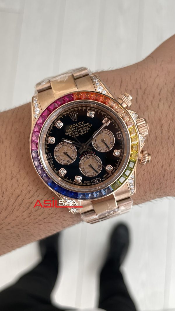 Rolex Daytona Rainbow 116595RBOW Rose 40mm Replika Saat Rolex Daytona Rainbow 116595RBOW Rose 40mm Replika Saat