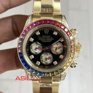 Rolex Daytona Rainbow 116598RBOW Gold 40mm Replika Saat