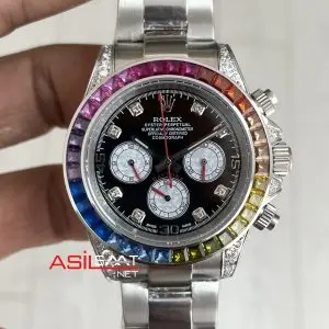 Rolex Daytona Rainbow 116599RBOW Silver 40mm Replika Saat