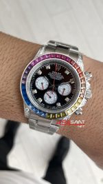 Rolex Daytona Rainbow 116599RBOW Silver 40mm Replika Saat