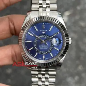 Rolex Sky Dweller Jubilee Mavi 326934 Silver 42 mm Replika Saat