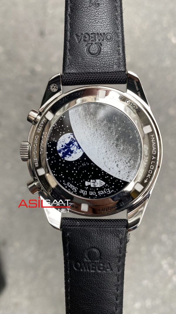 Omega Replika Saat Speedmaster Snoopy Award 50th Anniversary Siyah 42 mm