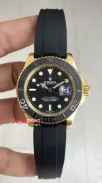 Rolex Yacht Master Oysterflex Rubber 226658 Gold Siyah Kadran 42mm Replika Saat