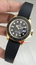 Rolex Yacht Master Oysterflex Rubber 226658 Gold Siyah Kadran 42mm Replika Saat
