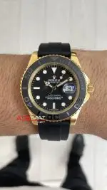 Rolex Yacht Master Oysterflex Rubber 226658 Gold Siyah Kadran 42mm Replika Saat