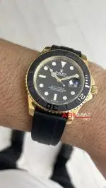 Rolex Yacht Master Oysterflex Rubber 226658 Gold Siyah Kadran 42mm Replika Saat