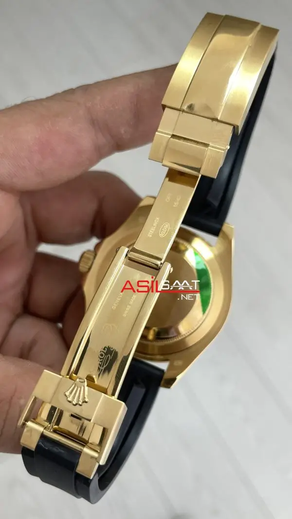Rolex Yacht Master Oysterflex Rubber 226658 Gold Siyah Kadran 42mm Replika Saat