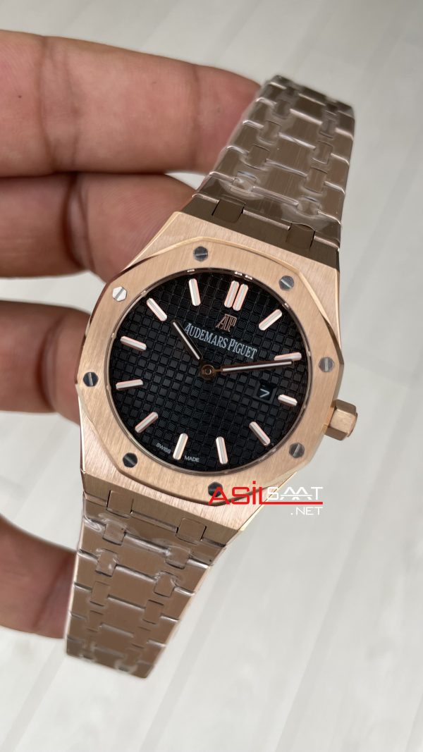 Audemars Piguet Royal Oak Lady Siyah Kadran 67650OR Rose 33mm Kadın Replika Saat