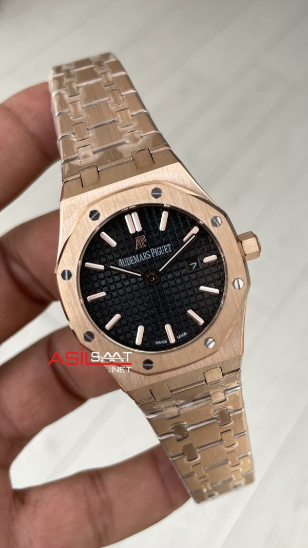 Audemars Piguet Royal Oak Lady Siyah Kadran 67650OR Rose 33mm Kadın Replika Saat