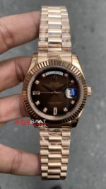 Rolex Day Date Çikolata Taşlı Kadran 40 mm Rose 228235 Replika Saat